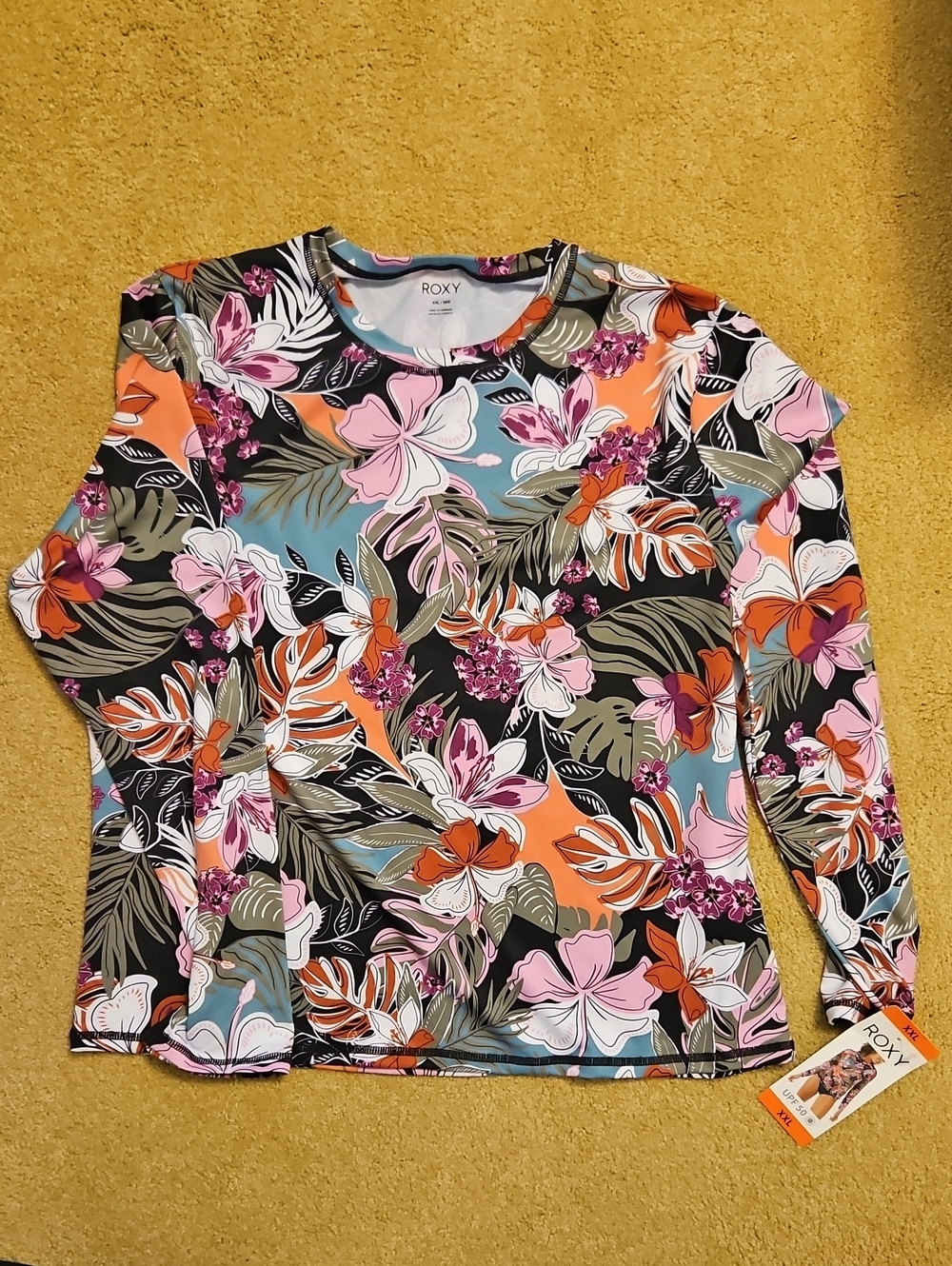 Roxy Women's Tropical Floral Long-Sleeve Rashguard / Swim Shirt